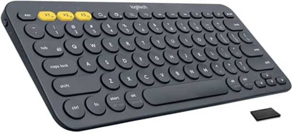 Logitech K380 Bluetooth Keyboard – Windows, Mac, Chrome OS, Android, iPad, iPhone, Apple TV Compatible – with Flow Cross, Dark Grey, Bulk Packaging